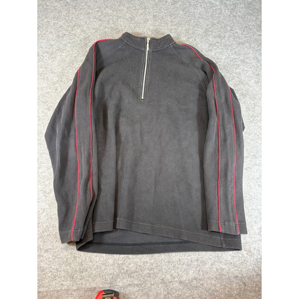VTG Nike Sweater Mens XL 1/4 Zip Ribbed Knit Streetwear Charcoal Grey Y2K Retro
